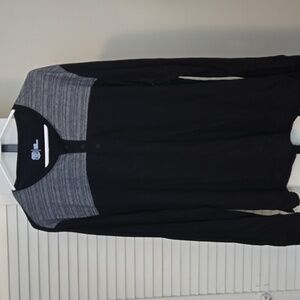 Men's Black and Gray Henley Shirt